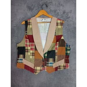 Banjo Dallas Texas Patchwork Vest Belt Buckle Buttons Novelty Cotton USA‎ XL